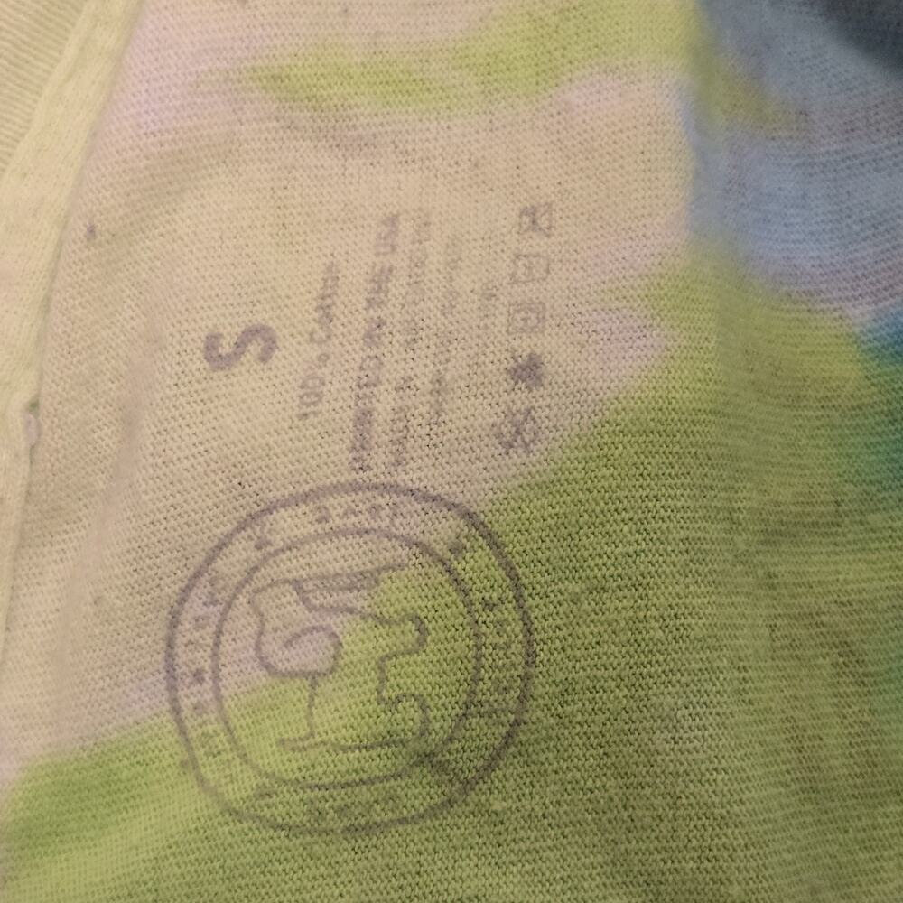 Puppy Love Size SMALL Blue Green Tie Dye Long Sleeve Logo Crew Neck Dog Hippie - Picture 6 of 7